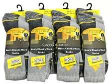 Mens Chunky Work Socks Workwear Boot Socks 6 or 12 pairs UK 6-11 or 11-14