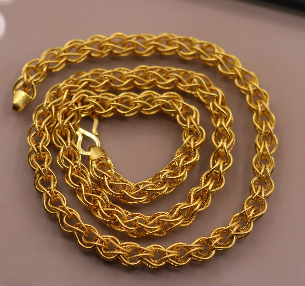 HANDMADE VINTAGE ANTIQUE DESIGN 22K GOLD BYZANTINE CHAIN NECKLACE