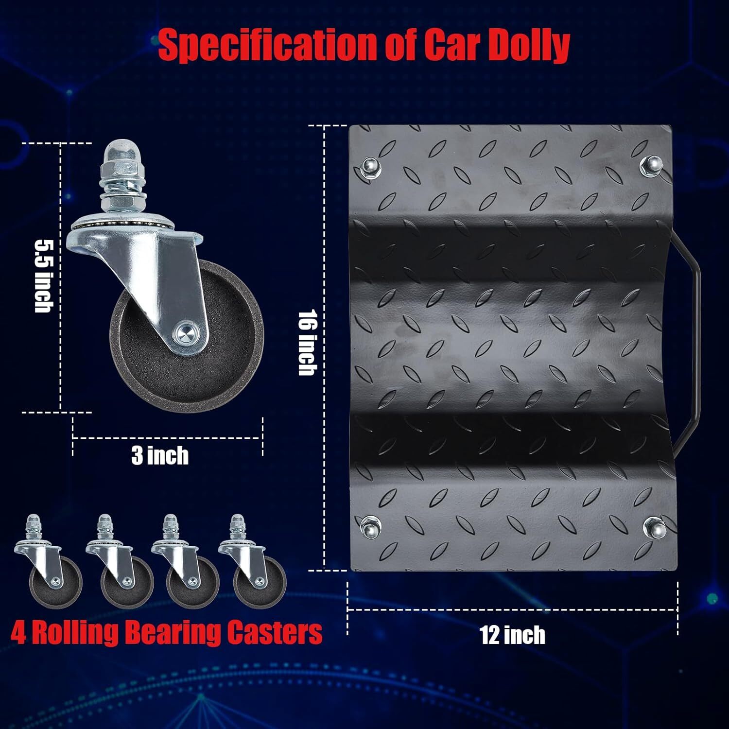 Set 4 PCS 6000LB Car Dolly Wheel Tire Dolly Heavy Duty Skate Auto