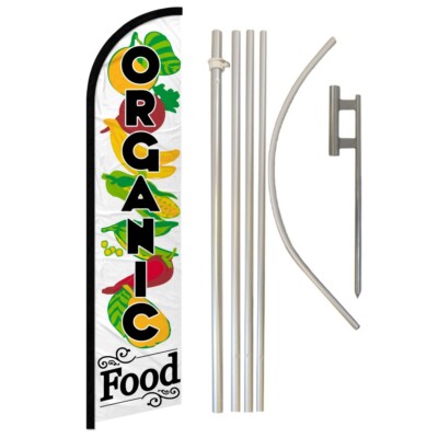 Organic Food Windless Banner Swooper Advertising Flag Pole Kit Farmers Market