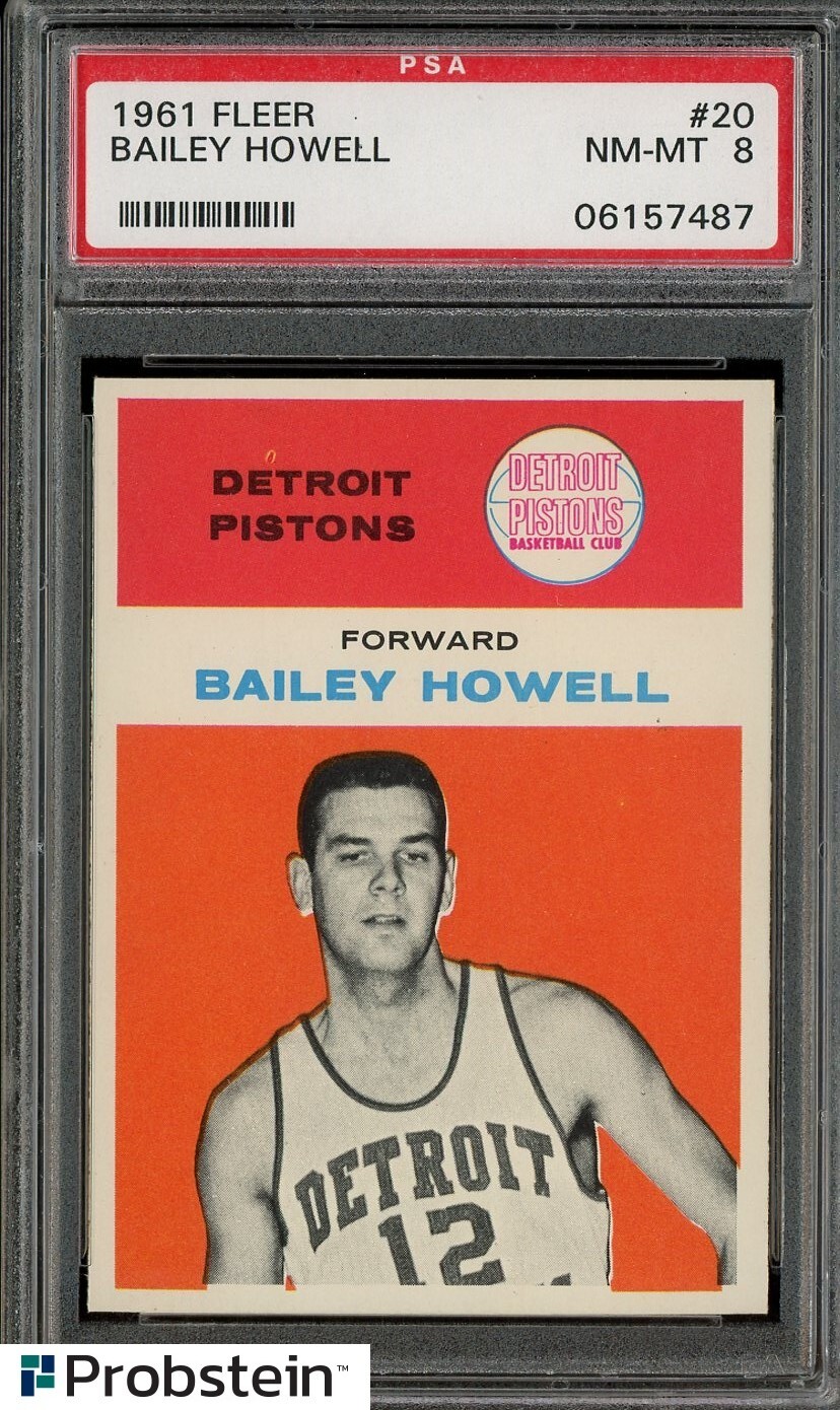 1961 Fleer Basketball #20 Bailey Howell Detroit Pistons PSA 8 NM-MT