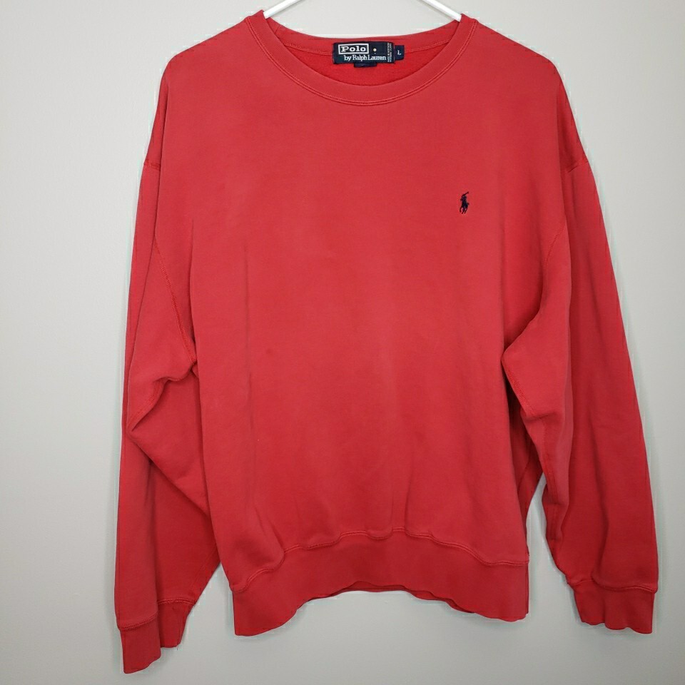 Polo Ralph Lauren Felpa Uomo Grande Pony Rosso Pullover Maglione Cotone Politecnico