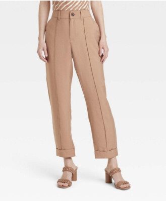 Women s A New Day Tailored Pintuck Ankle Pants Brown Size 12 NEW!