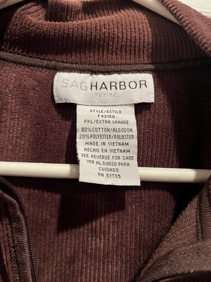 Suéter com zíper Sag Harbor.  Tamanho pequeno XL. Cor marrom - Imagem 2 de 4