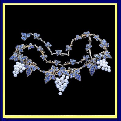 Mario Buccellati Vintage Necklace Sapphires Pearls Gold Silver Grapes Vine(6860)
