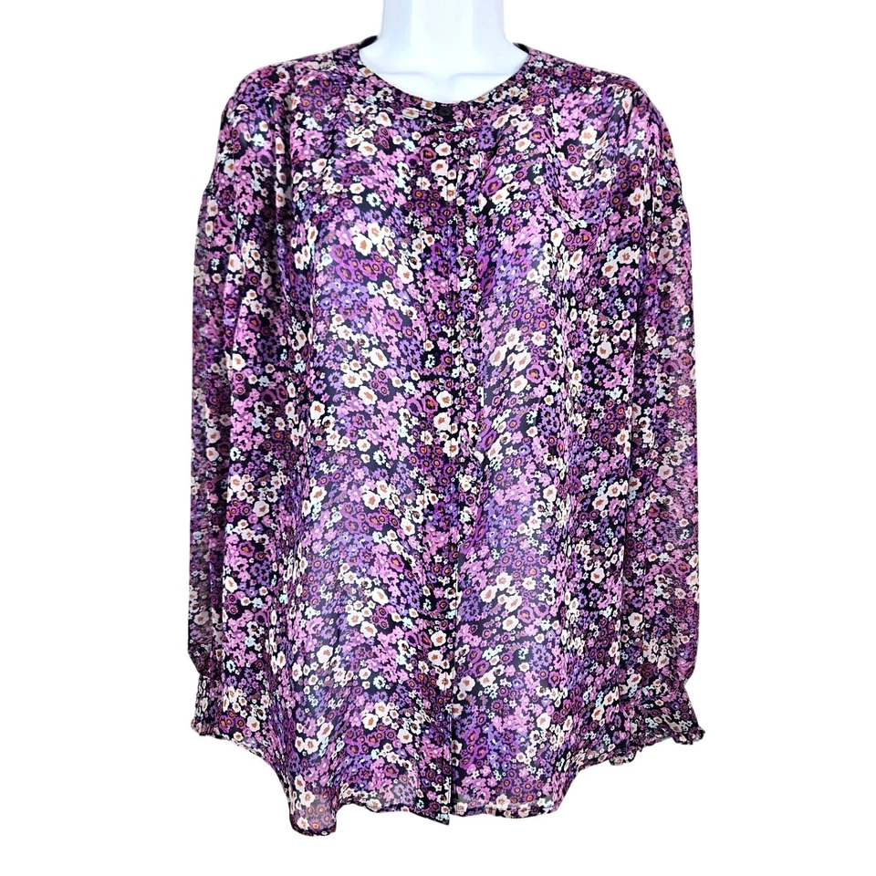 Lane Bryant Womens Chiffon Top Plus Size 18  Floral Long Sleeve Blouse Casual - image 4 of 4