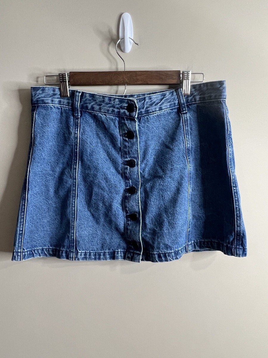 Forever 21 Button Front Mini Skirt School Girl Short Size 31 UK