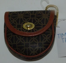 Womens Wallet Change Pouch Clip On Brown Patterned