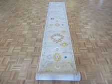 2'4 x 19'6 Runner Hand Knotted Beige Turkish Oushak Oriental Rug G14360