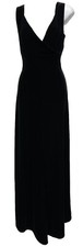 Vtg Carole Little Size 8 Surplice Black Velvet Womens Maxi Dress Goth Witchy