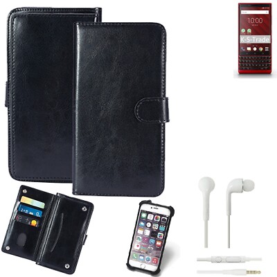 KUNSTLEDER HANDYTASCHE FÜR Blackberry KEY2 Red Edition + KOPFHÖRER SCHUTZ HÜL