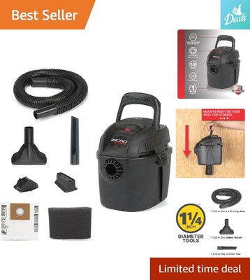 Compact Handheld Wet Dry Vacuum - Efficient Quick Cleaning - 1 Gallon