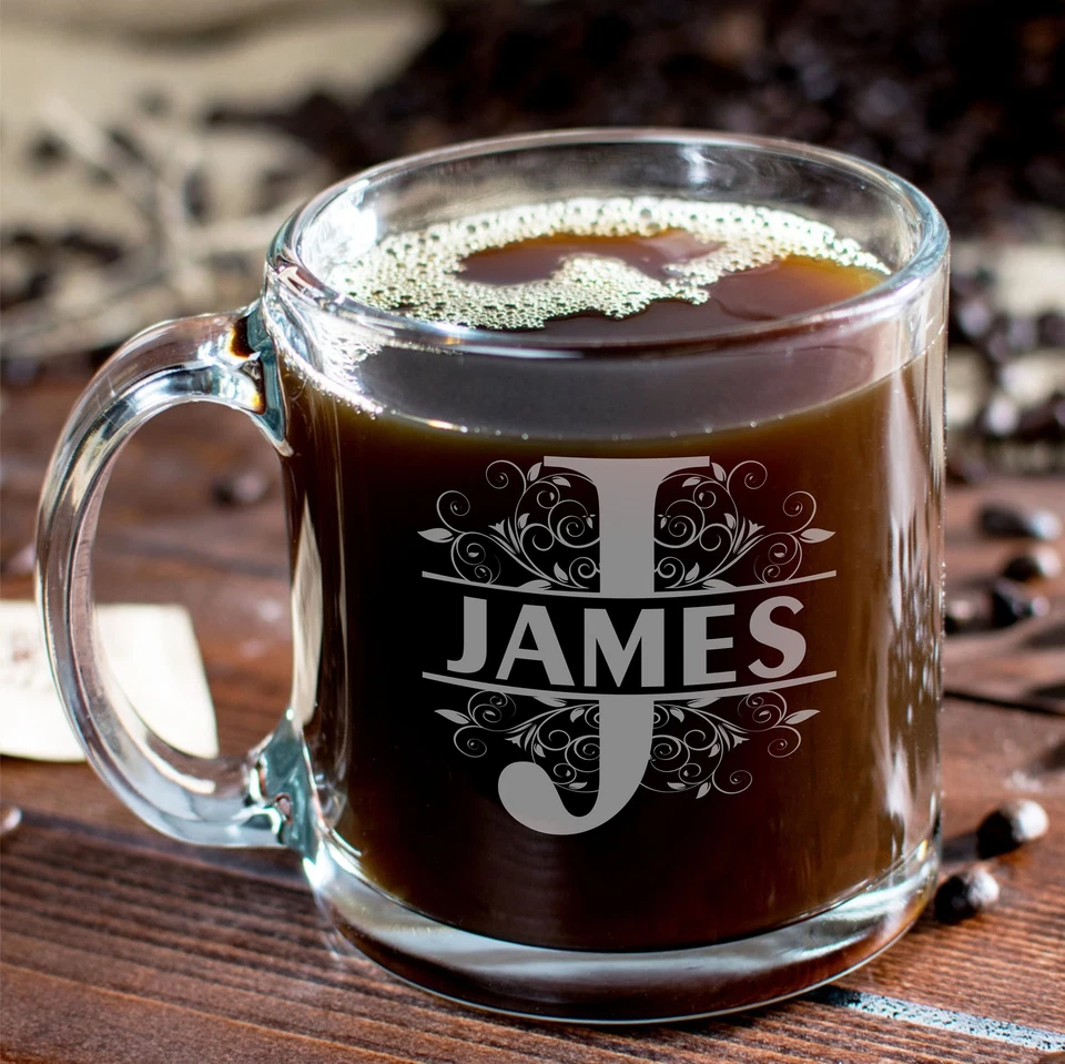 Taza de café Libbey personalizada con mango - vidrio grande grabado personalizado de 13 oz Foto 4 de 4