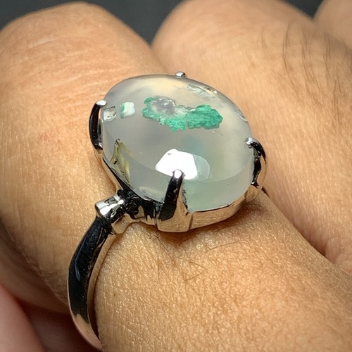 Chrysocolla in Chalcedony Agate Ring 15x11x7mm, 7 USA/Canada 25 ct - Picture 8 of 9