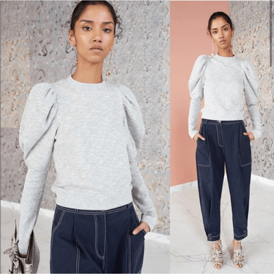 ULLA JOHNSON Philo puff sleeve pullover sweatshirt XS, Heather gray | eBay