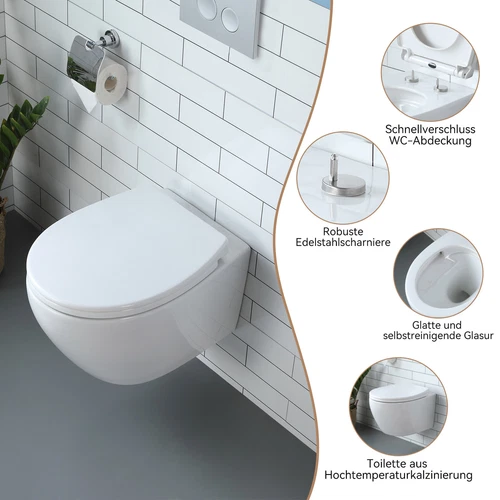 Hänge Wand WC Toilette Set I 82cm Spülkasten Vorwandelement + Betätigungsplatte - Bild 3 von 19
