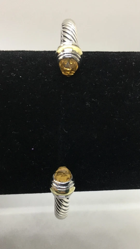 David Yurman Plata de Ley 5mm Colección de Cable Clásico, Citrino y Oro, Talla 6 Foto 4 de 4