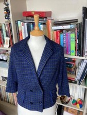 True Vintage David Baines 1960s Mod Blue/black Herringbone Jacket  Uk 10
