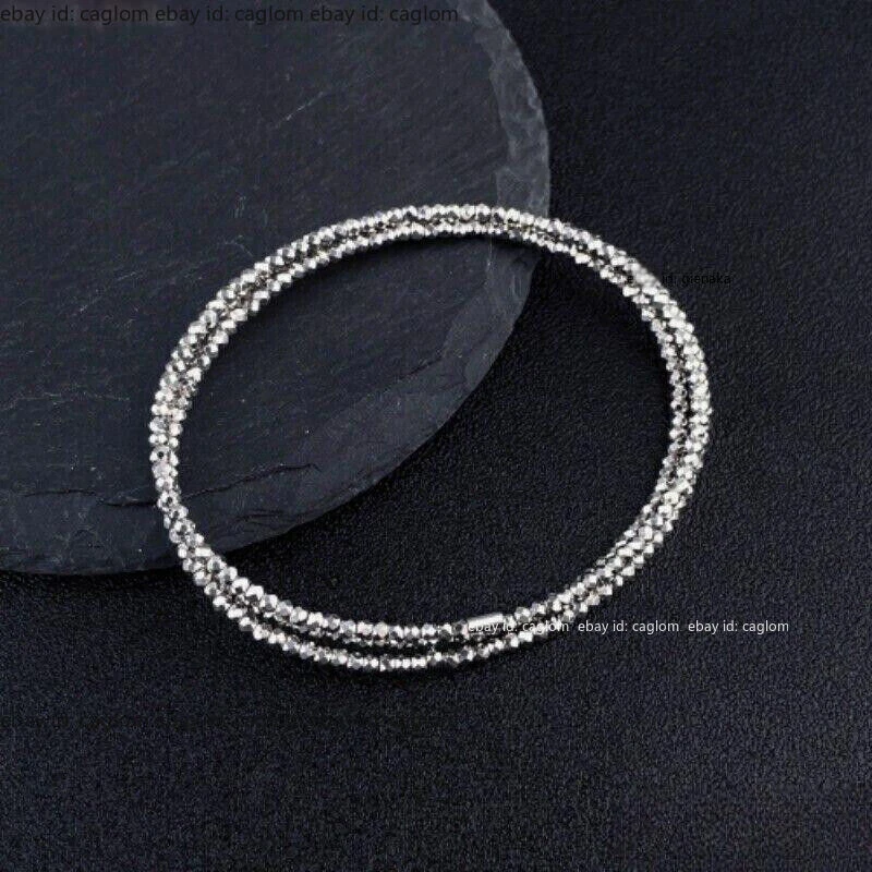 Pulseira feminina círculo contas brilhantes três camadas platina pura 950 identificação 54 mm - Imagem 3 de 4