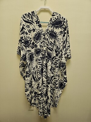 Everyday Jones By Madeline Jones Paisley Print Caftan Deep Sea Combo NWT sz S
