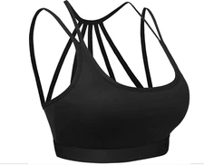 NINE BULL ~ New Size XXL ~ Black STRAPPY BACK Yoga Sports Crop Tank Gym Bra a28