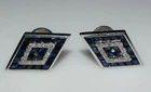 Vintage Art Deco Cufflinks Sapphire Diamond 14K White Gold Jewelry Art Deco MCM