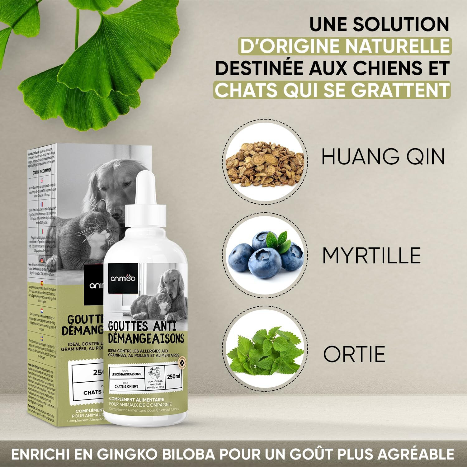 Anti démangeaison chien et chat gouttes soin de la peau 250ml