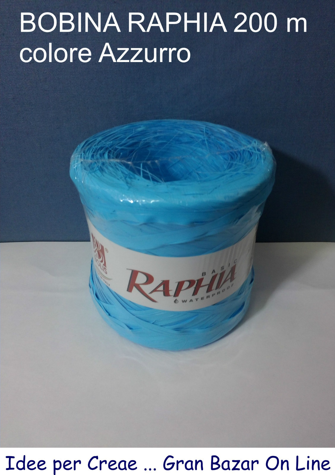 BOBINA ROTOLO NASTRO RAPHIA colore AZZURRO 200 m. Decorazione Party Nozze