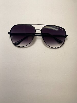 Quay x Desi High Key Black Aviator Sunglasses 111 Frames Gradient Lenses