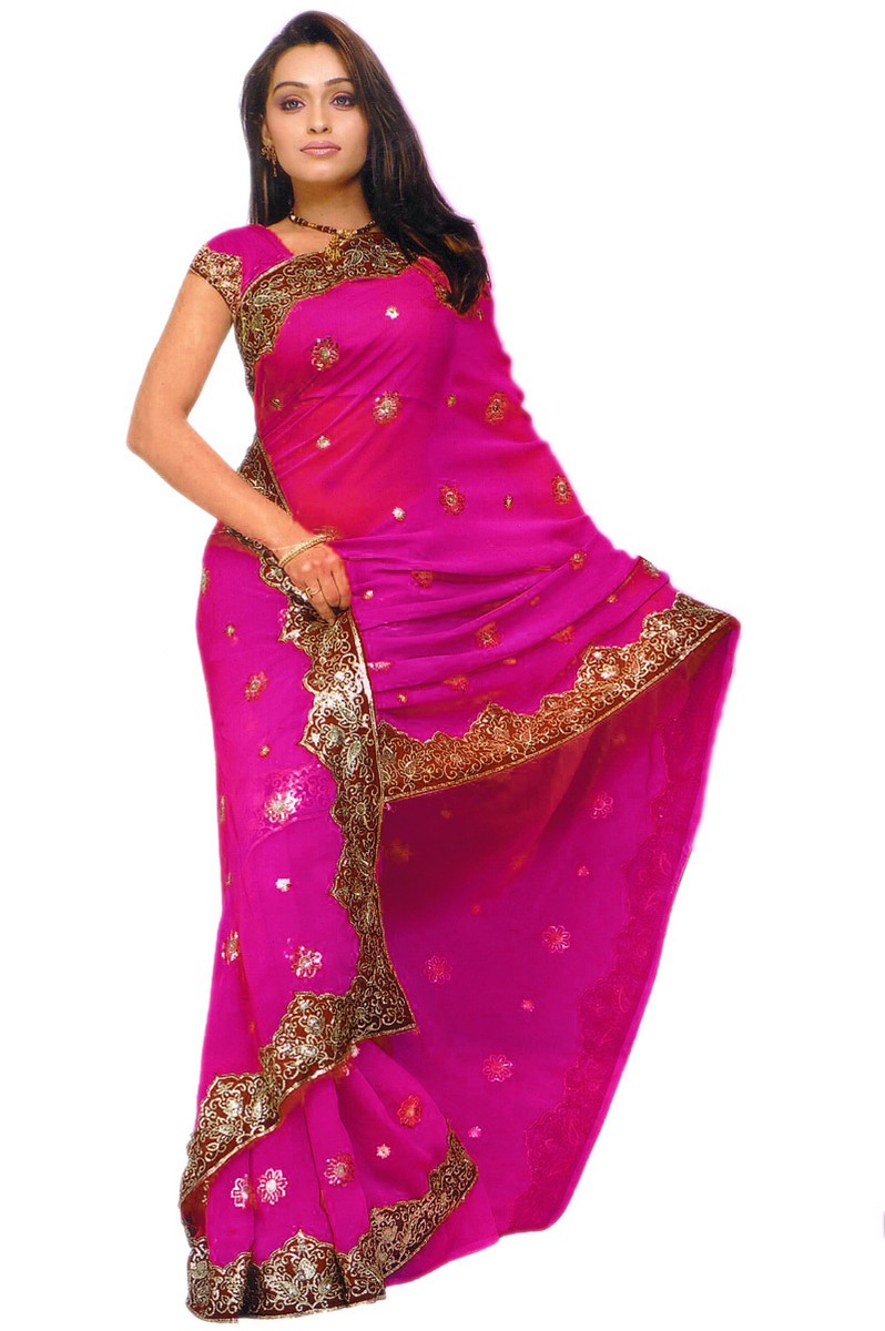 Rose foncé Saree Sari Bridal Wedding Bollywood Indien Robe
