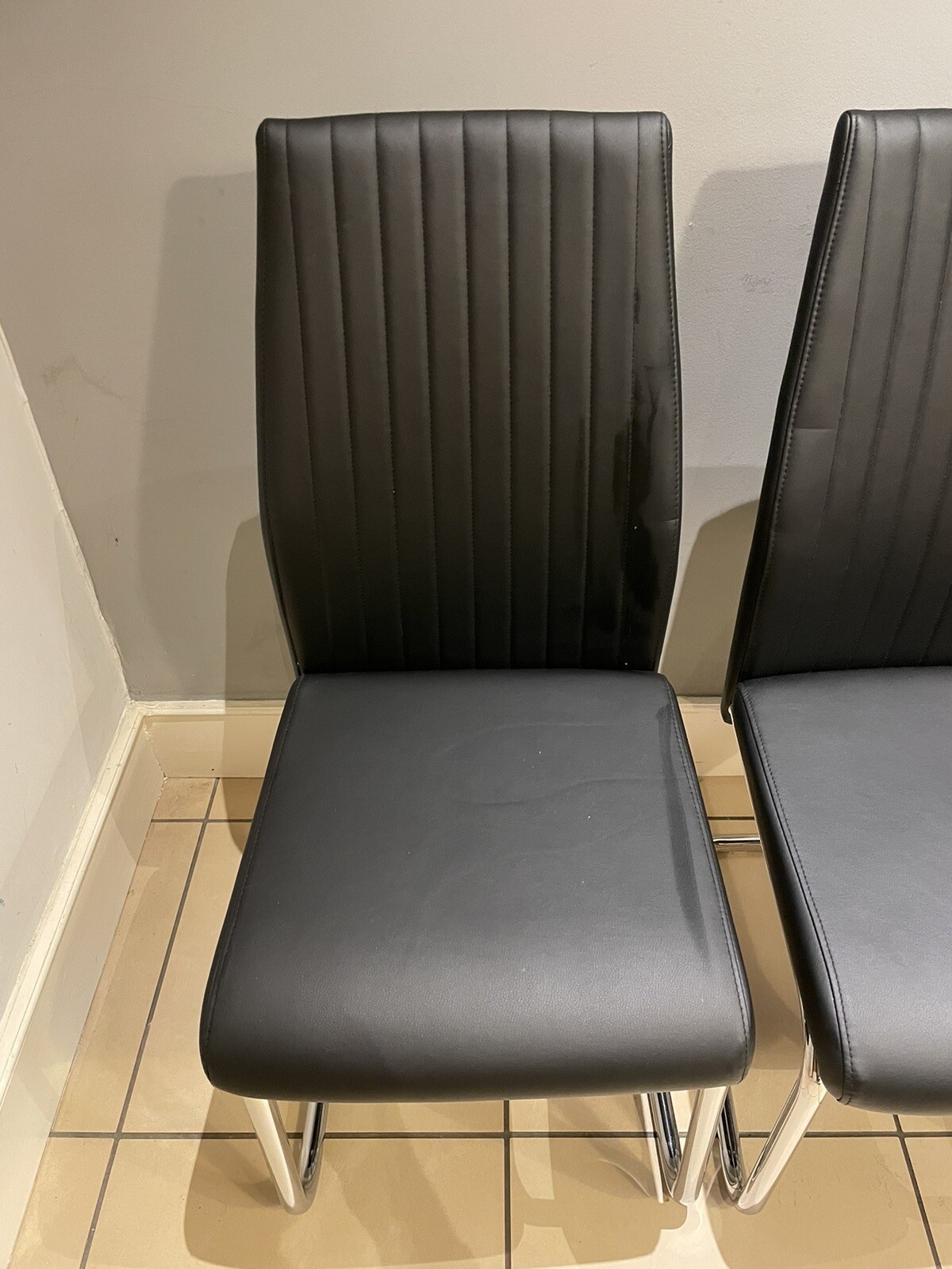 6 black faux leather dining chairs eBay