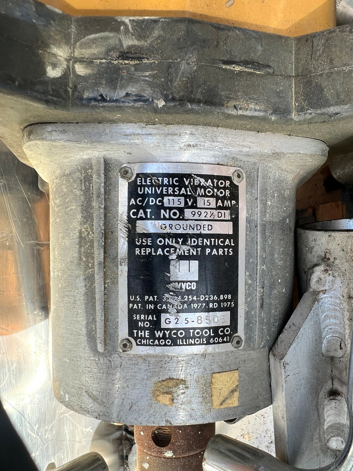 Wyco Electric Concrete Vibrator Motor 115V with Shaft Adapter & head eBay