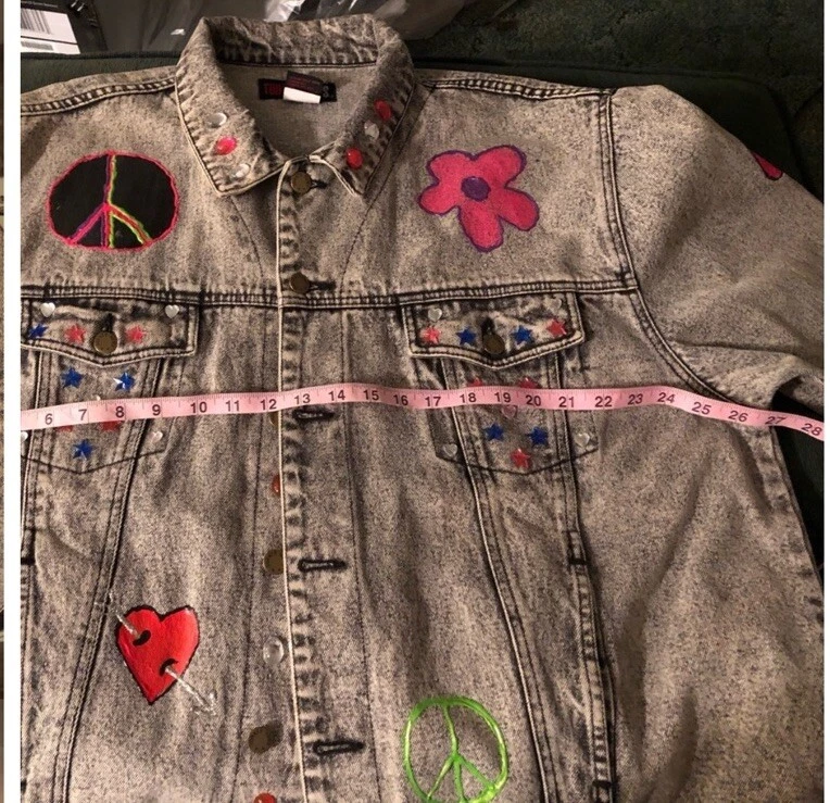 Chaqueta de mezclilla 1991 negra lavado ácido tinte azufre. Hecho a medida. Angela. Talla XL. 54 Foto 4 de 4