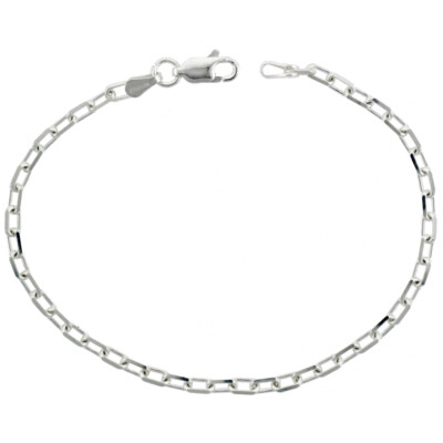 925 Sterlingsilber abgeschrägte Boston Kabel Gliederkette Halskette 3,1 mm 7'' bis 30''