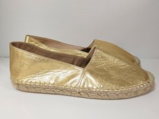 JSlides Espidrille Flats Gold Tone Shoes Womens Size 9.5 Size EUR 40