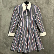 Double R by Ravi Ratan A-Line Dress Gray Stripes Large Womens Long Sleeve