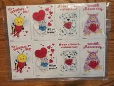 Vintage 80s Scholastic Valentines Sheet of 8 Valentines UNUSED
