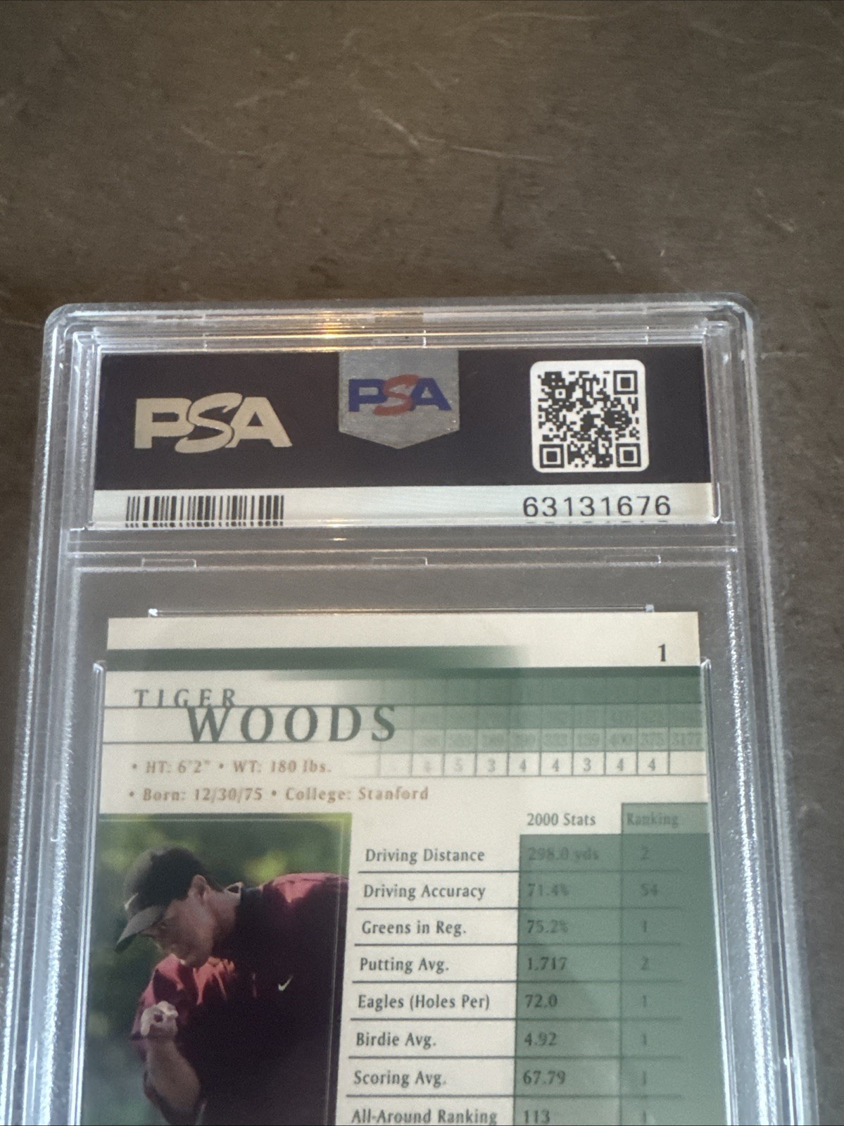 2001 Upper Deck Golf Tiger Woods #1 Rookie RC PSA 10 Gem Mint view 4
