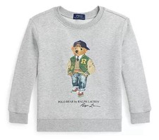 NWT, Boys Polo Ralph Lauren Gray Polo Bear Sweatshirt. Size S 8 . 134/140 Euro