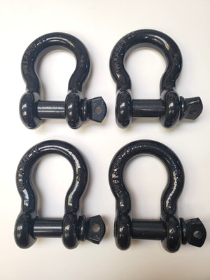 OPEN BOX Pack of 4 Black DRing 3/4'' Bow Shackle w 7/8'' Screw Pin Jeep CJ
