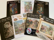 Marty Bell's Cross Stitch Pattern Lot Of 7 - English Countryside Cottage Holiday