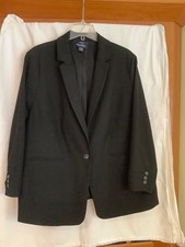 Land's End Classic Clothing Czarna Mieszanka poliestru Blezer Damski rozm. 22W