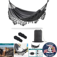 Portable Double Hammock with Elegant Boho Design   Ideal for Backyards  Camping