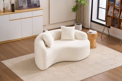 S-Curved Chenille Sectional Sofa: Dual-Depth (21.3'' & 26.8'') 400 lbs No Assembly