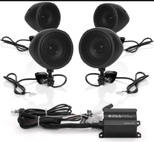 BOSS MCBK470B Four 3" Motorcycle ATV/Marine Speakers 1000W Amplified Bluetooth