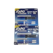 Expo 4 ct Mixed 2 Dry / 2 Wet Erase Marker Assorted Blue Set Of 2 New 