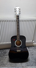 Squier SA-105 6-String Dreadnought Acoustic Guitar Black Rosewood Fretboard RH