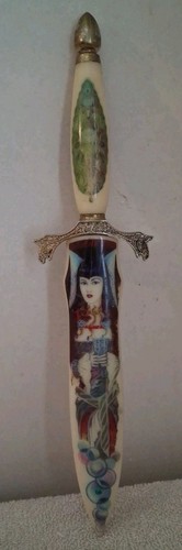 Vintage Dagger With Ornate Shief Oriental Decor Double Bladed Stainless