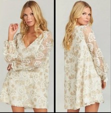 Show Me Your Mumu Embroidered Webster Mini Dress White Gold Size Small NEW