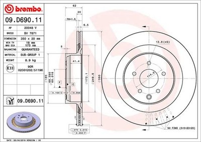 Brembo 09.D690.11 Brake Disc for Infiniti, Nissan